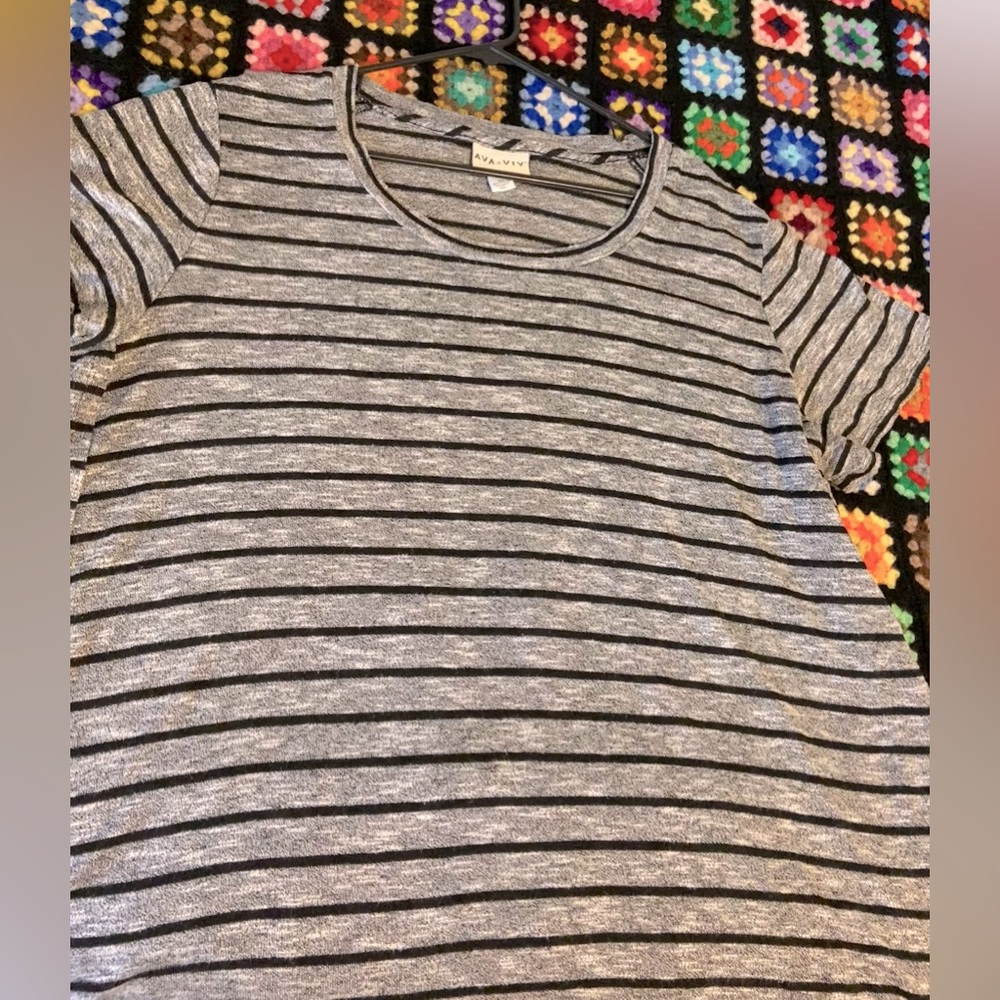 Marbled gray and black striped shirt